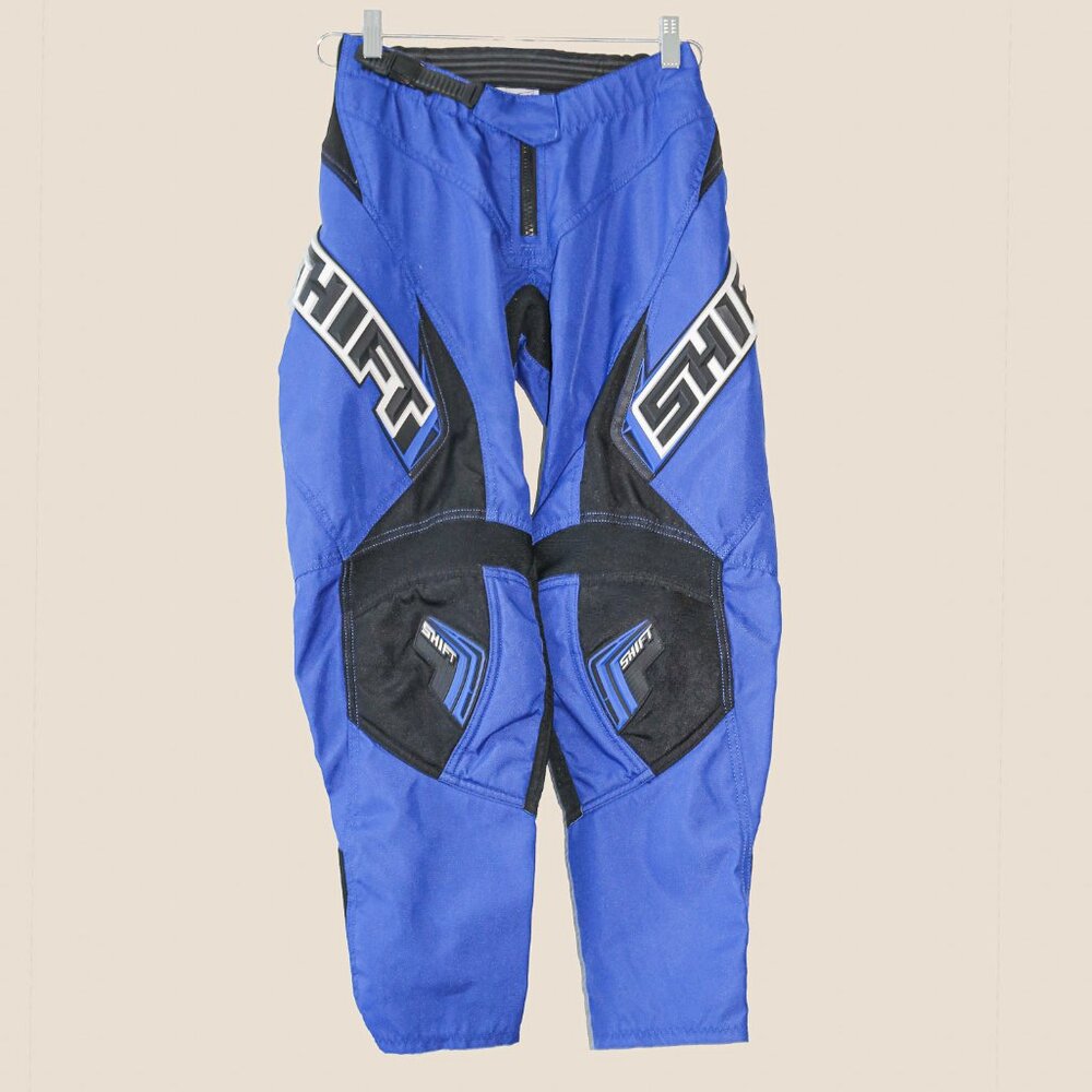 Women's Shift Blue Black Motor Cross Low Rise Cropped Pants Size Small‎ Fall y2k